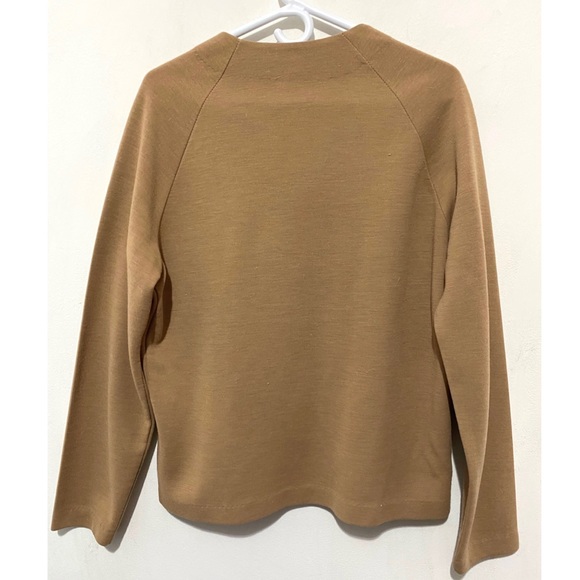 Vintage 70s Suede Knit Cardigan Sweater Patchwork Detail Camel Tan V-Neck M/L - Picture 6 of 15